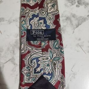 Vintage Ralph Lauren Silk Tie Paisley Hand Made Burgundy